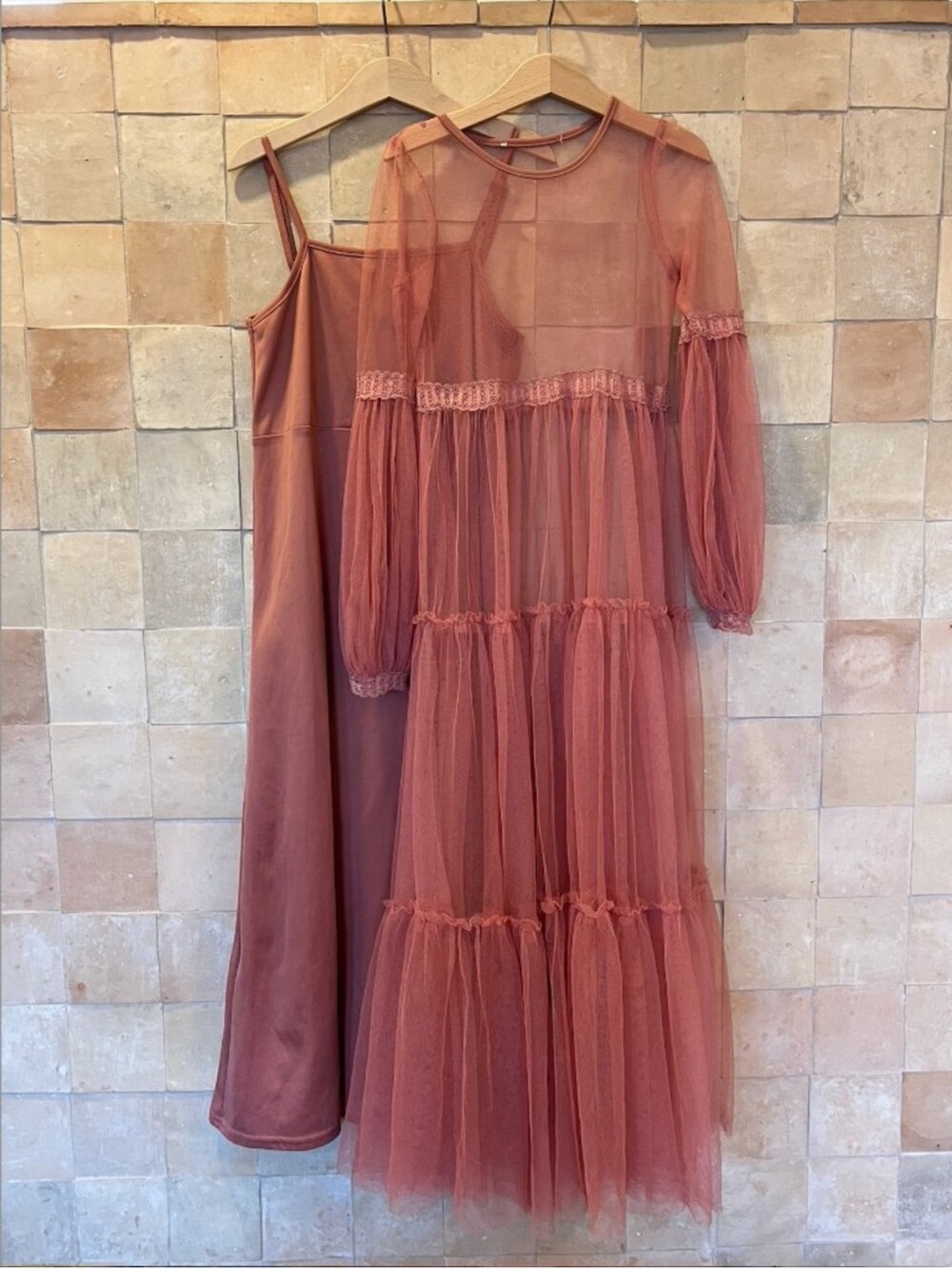 Joyfolie Coral Pink Tulle Layered Girls Dress - Picture 2 of 4